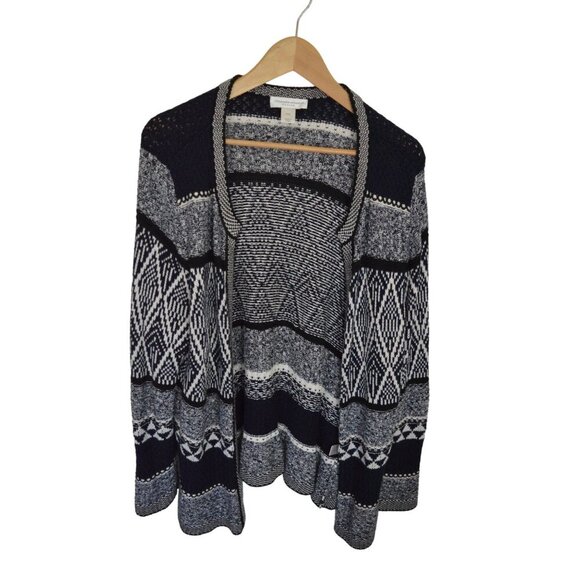 Christopher & Banks Petite Navy White Geometric Cardigan Sweater Women's XL Peti - Picture 5 of 6